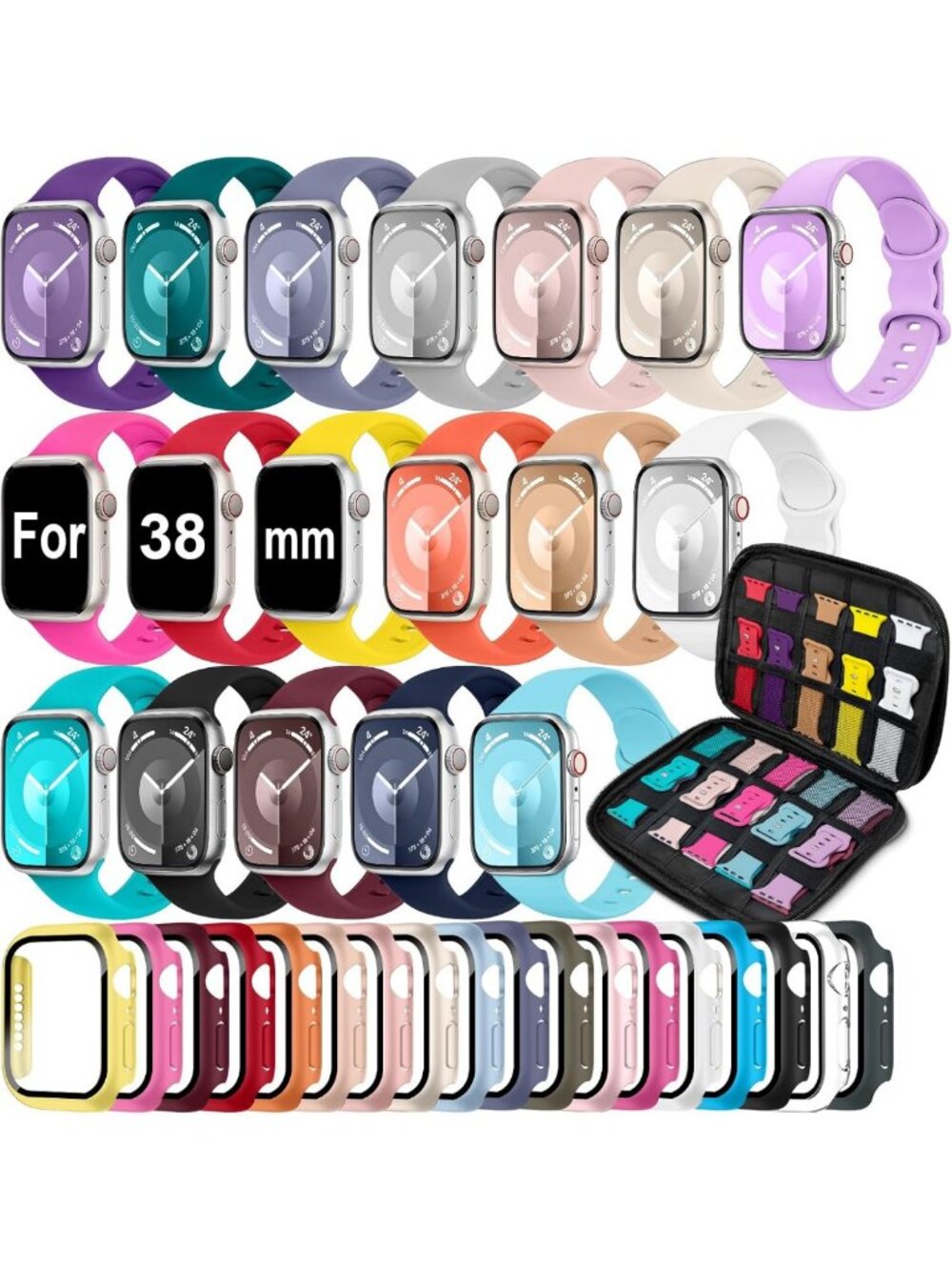 18-Pack Compatible Apple Watch Bands & Case Set for 40-46mm - Stylish & Durable
